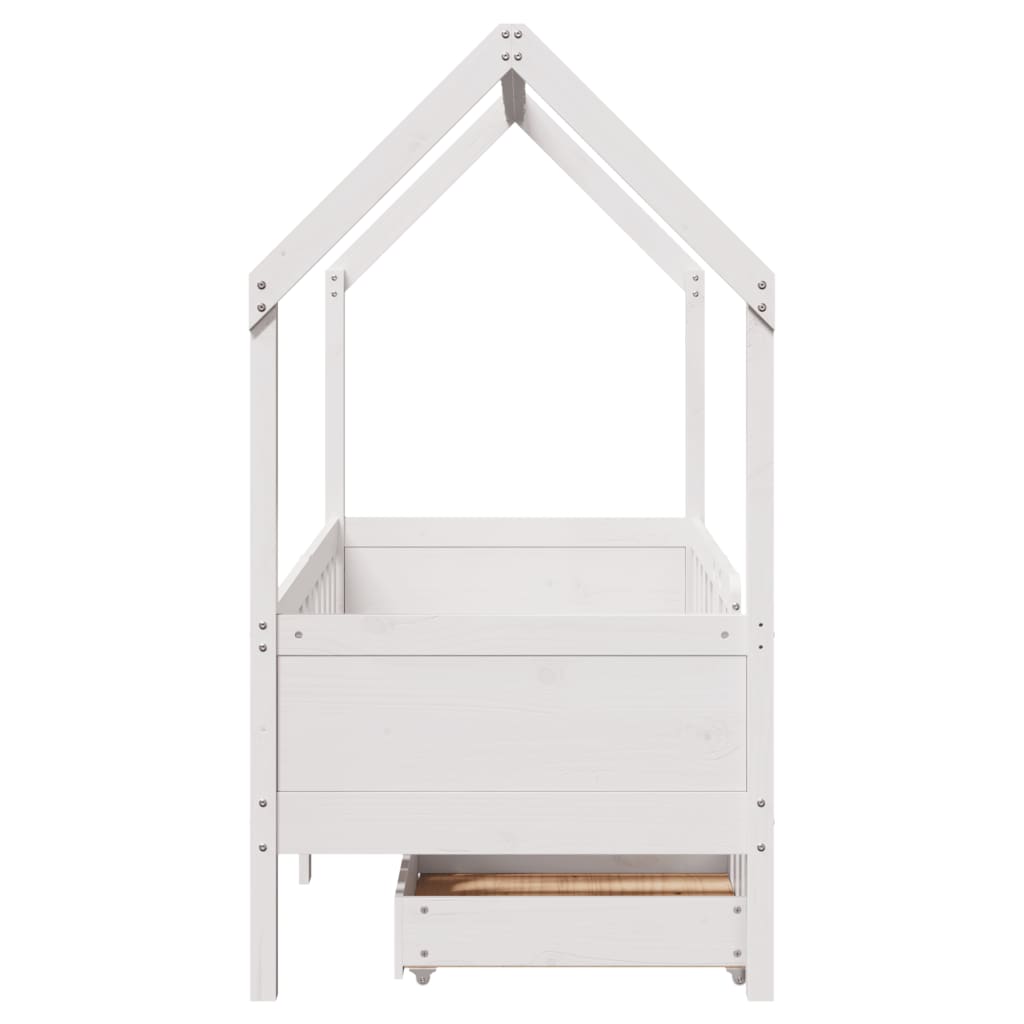 Kinderbedframe met lades 70x140 cm massief grenenhout