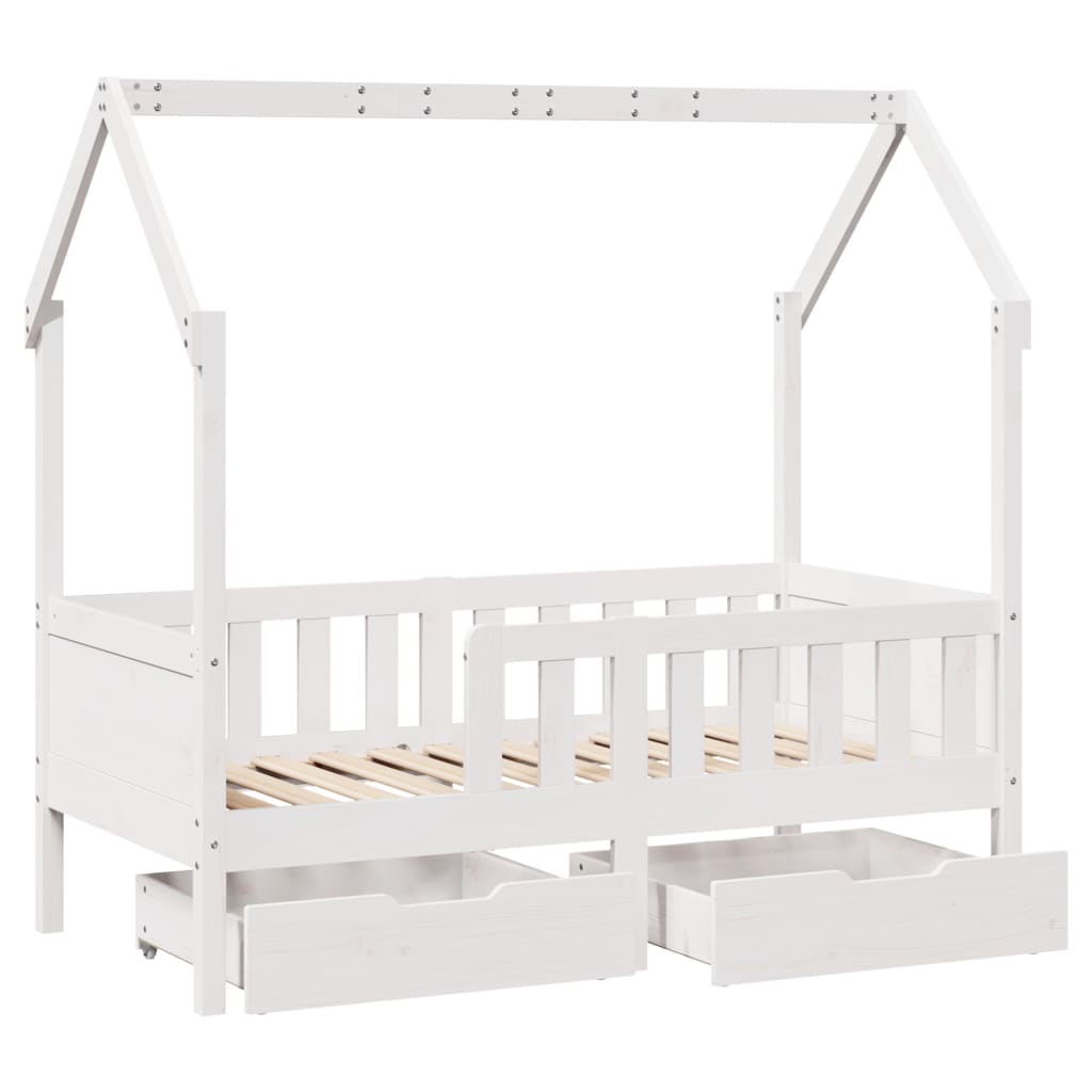 Kinderbedframe met lades 70x140 cm massief grenenhout