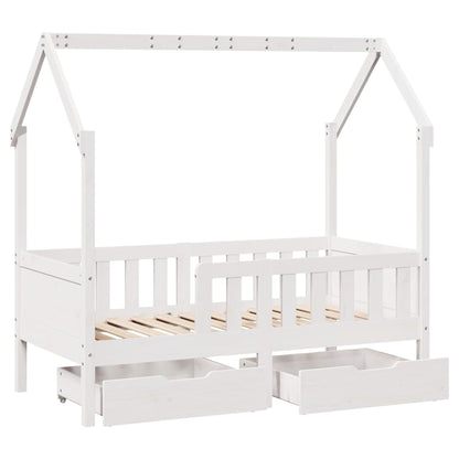 Kinderbedframe met lades 70x140 cm massief grenenhout