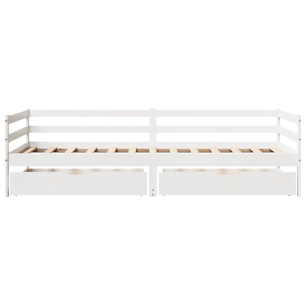 Slaapbank met lades 90x200 cm massief grenenhout wit