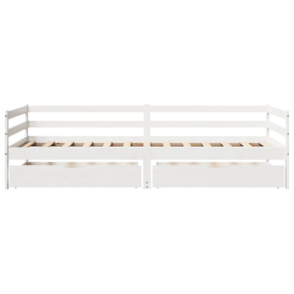 Slaapbank met lades 90x200 cm massief grenenhout wit