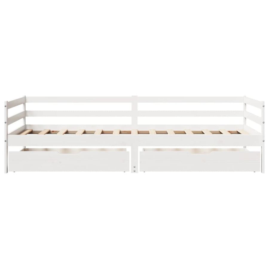 Slaapbank met lades 90x200 cm massief grenenhout wit