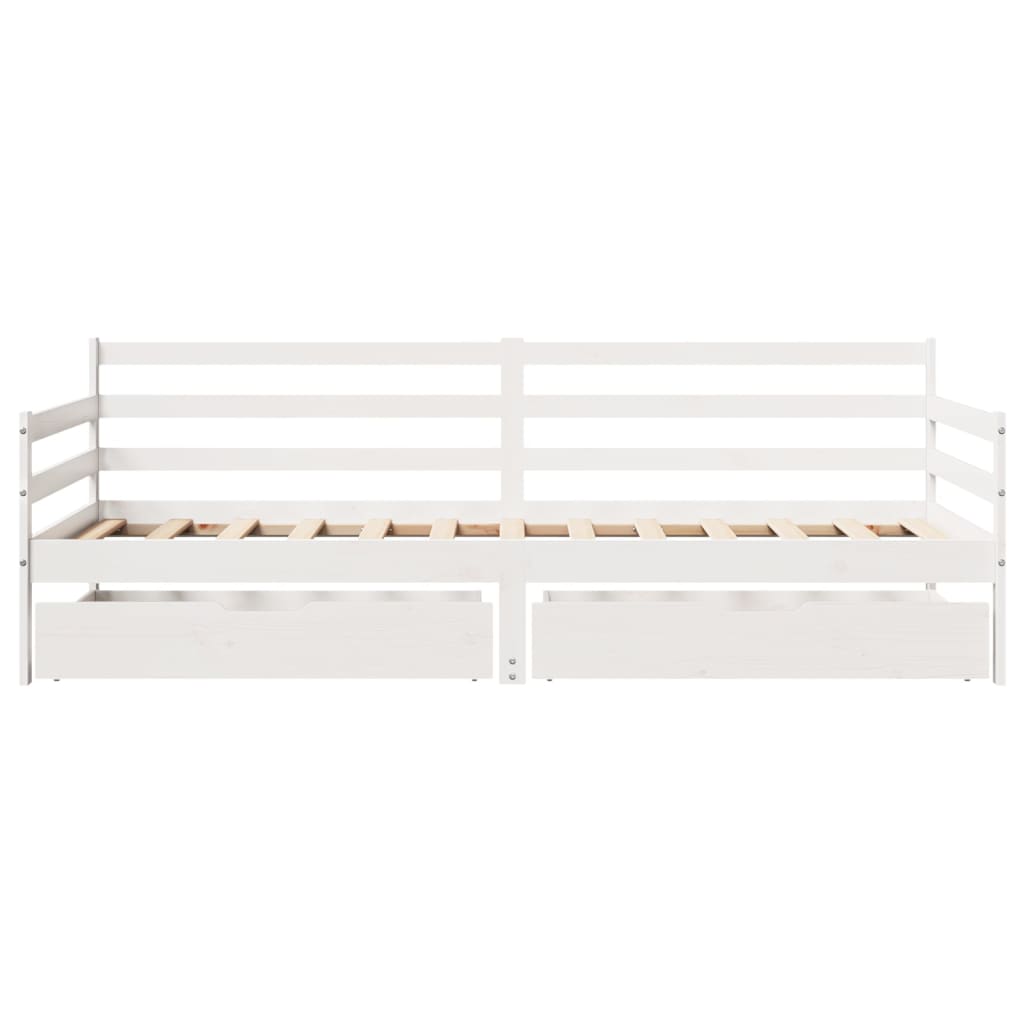 Slaapbank met lades 90x200 cm massief grenenhout wit