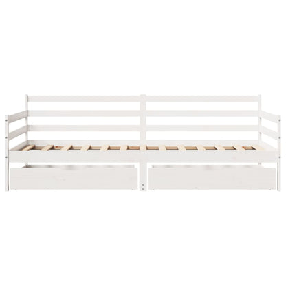 Slaapbank met lades 90x200 cm massief grenenhout wit