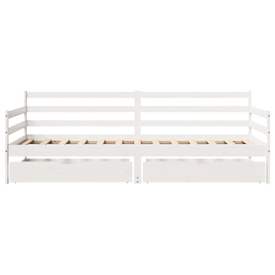 Slaapbank met lades 90x200 cm massief grenenhout wit