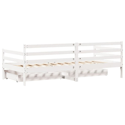 Slaapbank met lades 90x200 cm massief grenenhout wit
