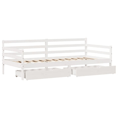 Slaapbank met lades 90x200 cm massief grenenhout wit