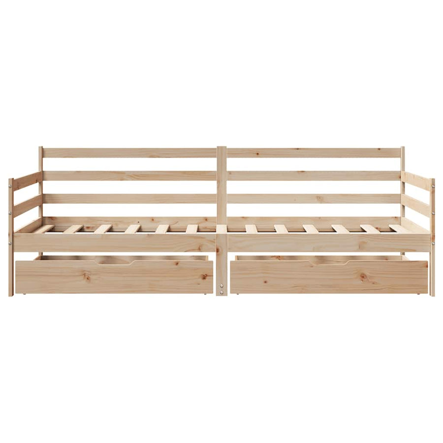 Slaapbank met lades 90x190 cm massief grenenhout