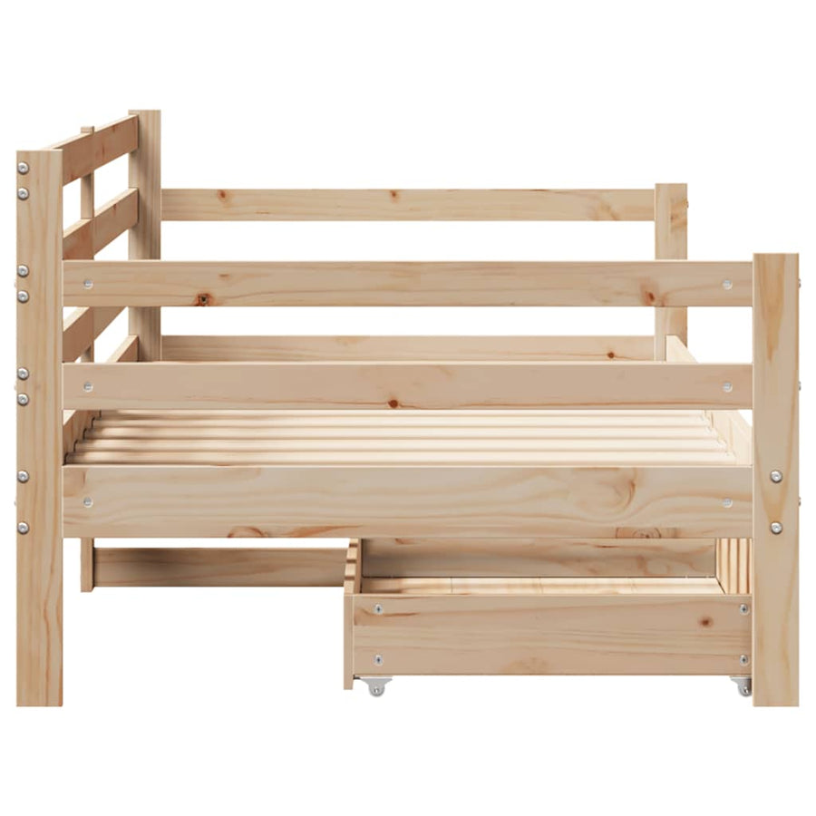 Slaapbank met lades 90x190 cm massief grenenhout