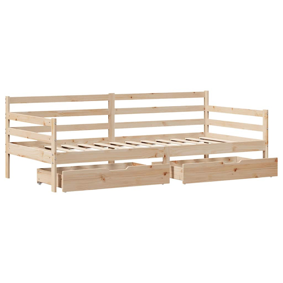 Slaapbank met lades 90x190 cm massief grenenhout