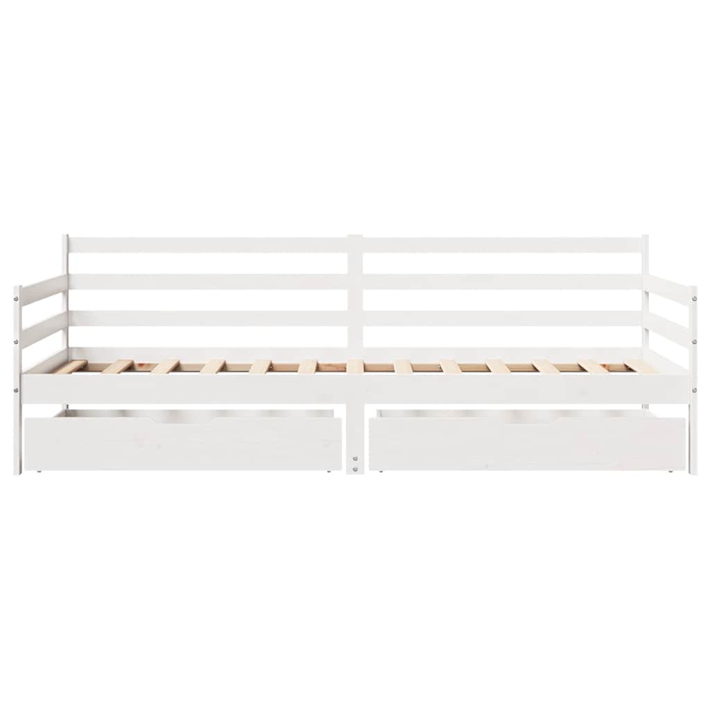 Slaapbank met lades 90x190 cm massief grenenhout wit