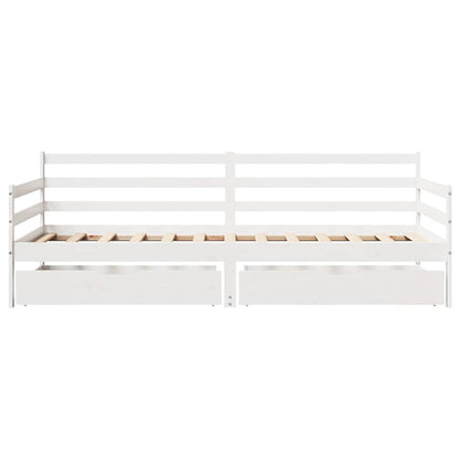 Slaapbank met lades 90x190 cm massief grenenhout wit