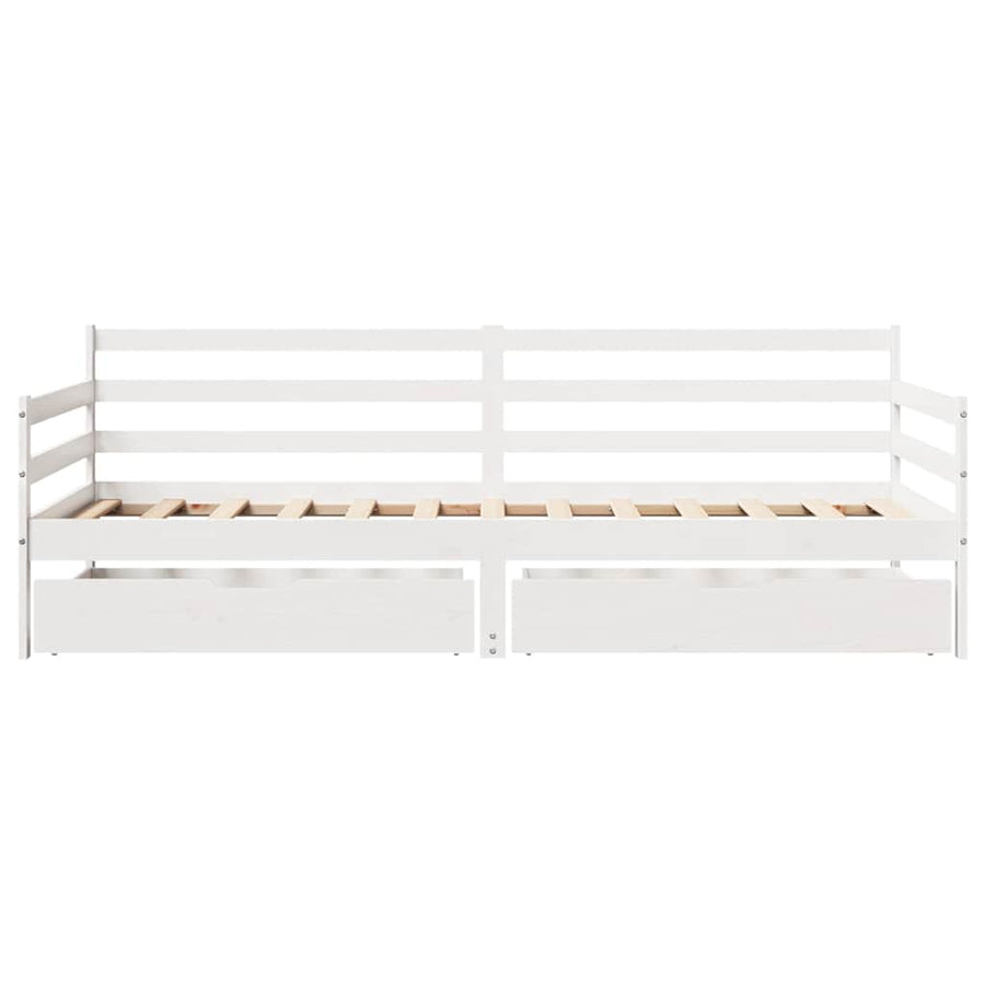 Slaapbank met lades 90x190 cm massief grenenhout wit