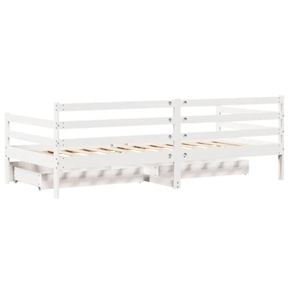 Slaapbank met lades 90x190 cm massief grenenhout wit