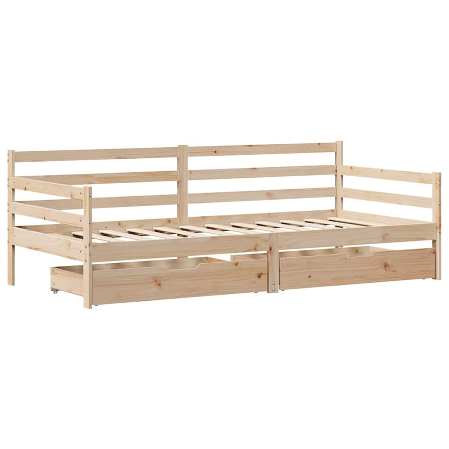 Slaapbank met lades 80x200 cm massief grenenhout wit