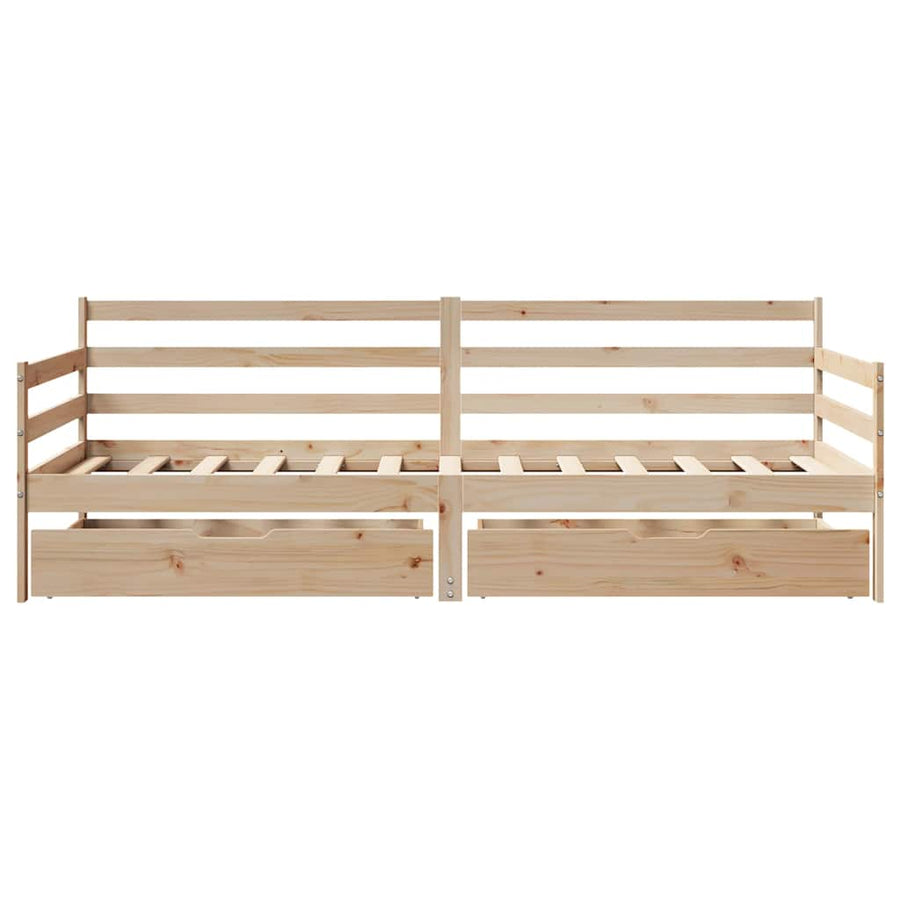 Slaapbank met lades 80x200 cm massief grenenhout wit