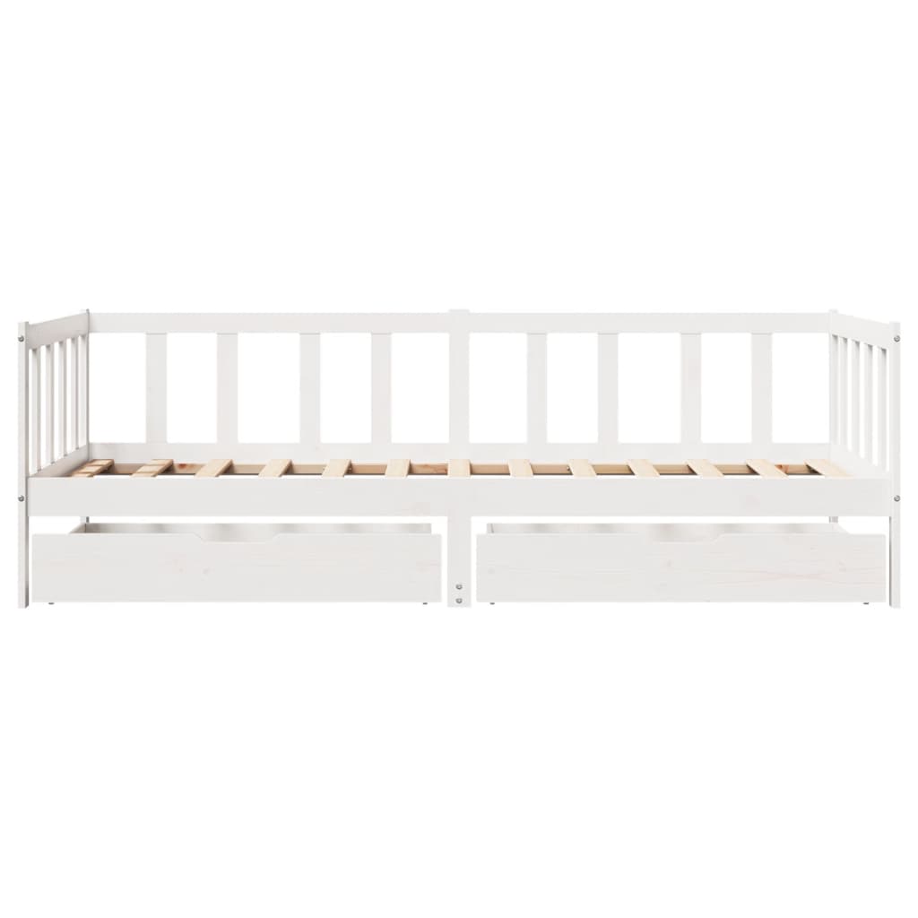 Slaapbank met lades 90x200 cm massief grenenhout wit