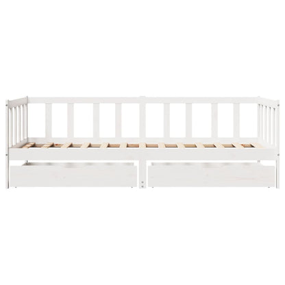 Slaapbank met lades 90x200 cm massief grenenhout wit