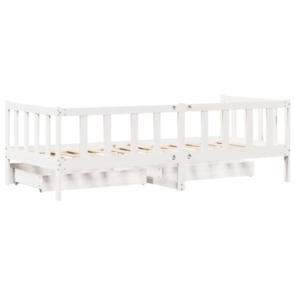Slaapbank met lades 90x200 cm massief grenenhout wit