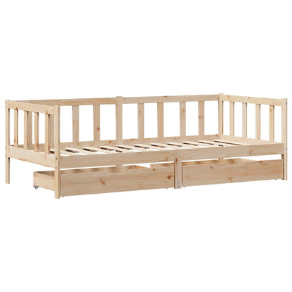 Slaapbank met lades 90x190 cm massief grenenhout