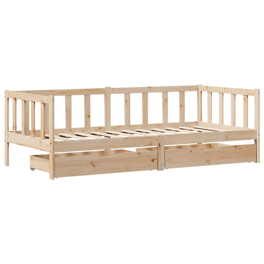Slaapbank met lades 90x190 cm massief grenenhout