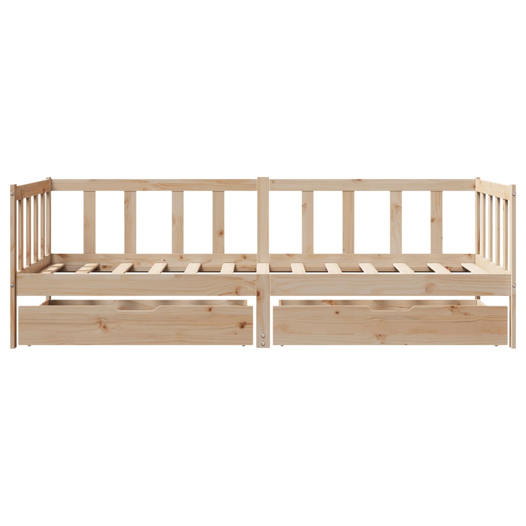 Slaapbank met lades 90x190 cm massief grenenhout