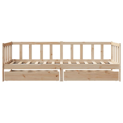 Slaapbank met lades 90x190 cm massief grenenhout