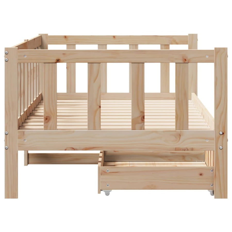 Slaapbank met lades 90x190 cm massief grenenhout