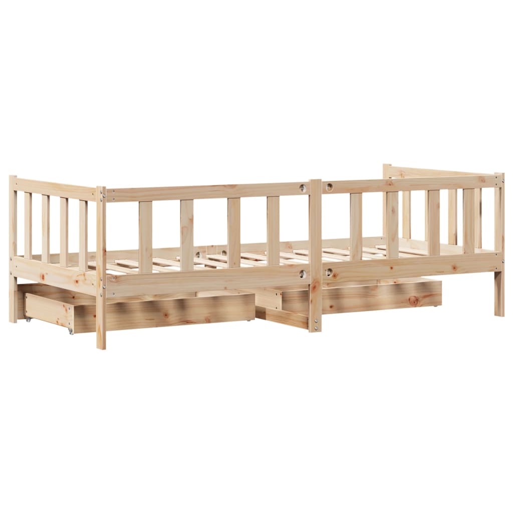 Slaapbank met lades 90x190 cm massief grenenhout