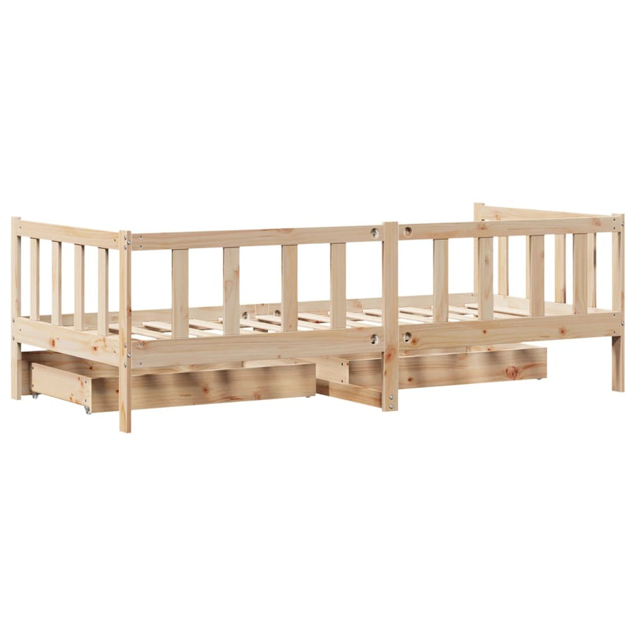 Slaapbank met lades 90x190 cm massief grenenhout