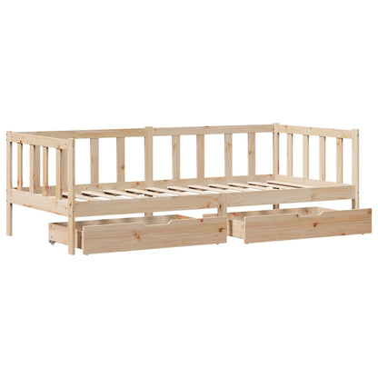 Slaapbank met lades 90x190 cm massief grenenhout
