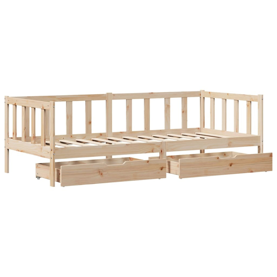 Slaapbank met lades 90x190 cm massief grenenhout