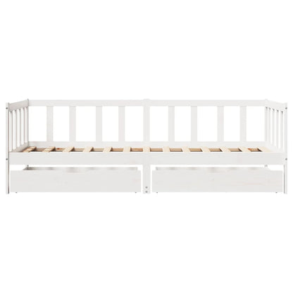 Slaapbank met lades 90x190 cm massief grenenhout wit