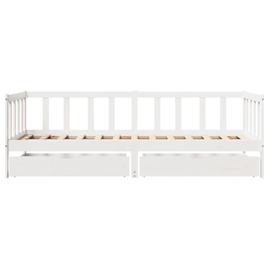 Slaapbank met lades 90x190 cm massief grenenhout wit
