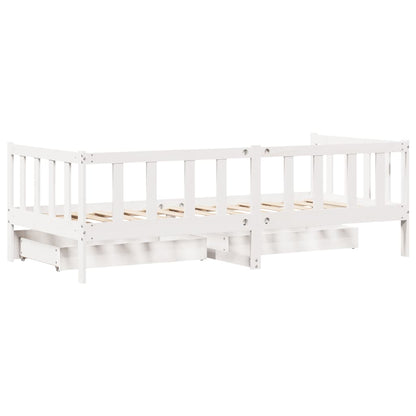 Slaapbank met lades 90x190 cm massief grenenhout wit