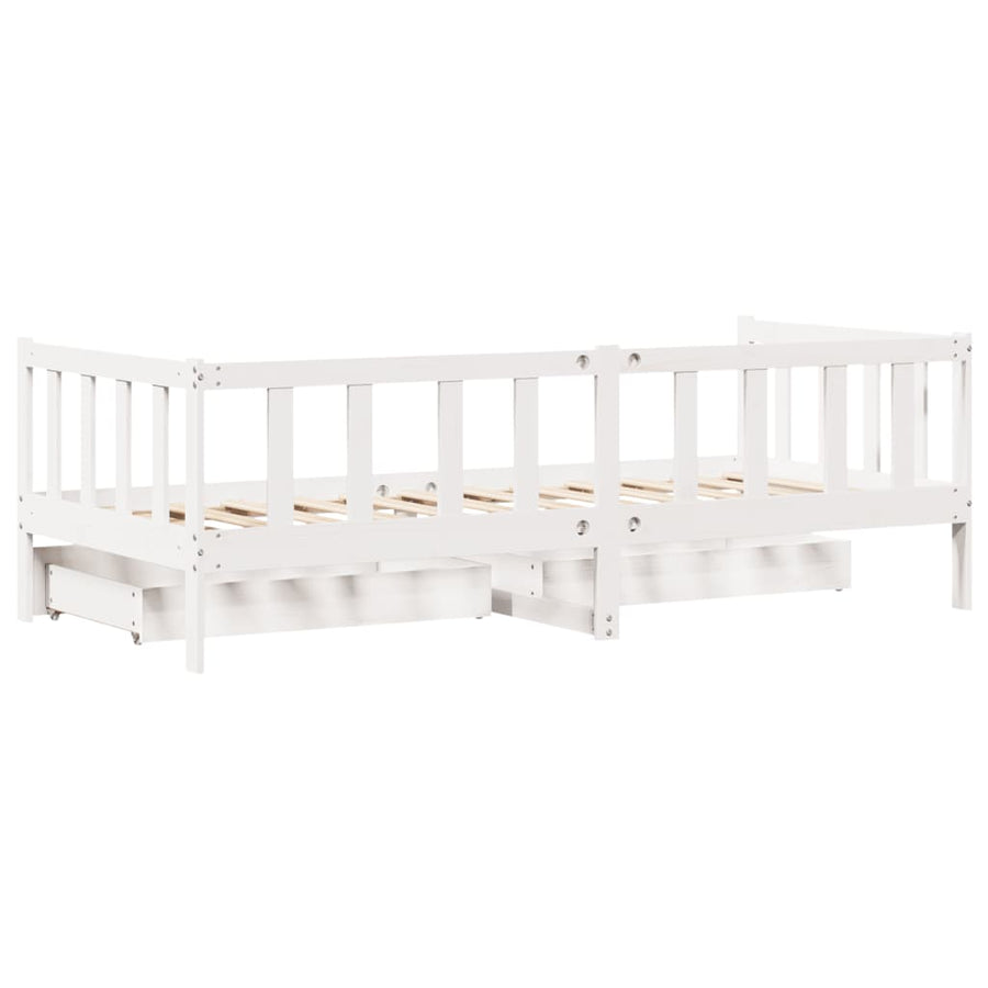 Slaapbank met lades 90x190 cm massief grenenhout wit