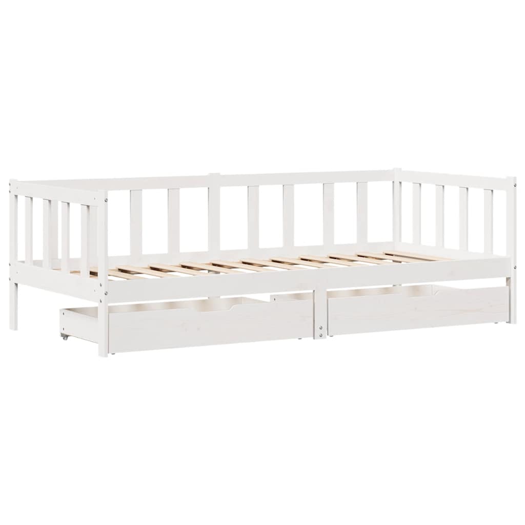 Slaapbank Met Lades Massief Grenenhout 80 x 200 cm Wit