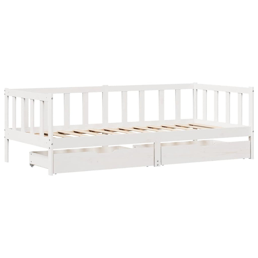 Slaapbank Met Lades Massief Grenenhout 80 x 200 cm Wit