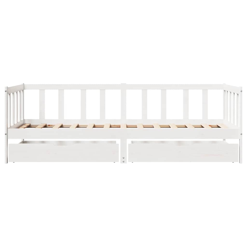 Slaapbank Met Lades Massief Grenenhout 80 x 200 cm Wit