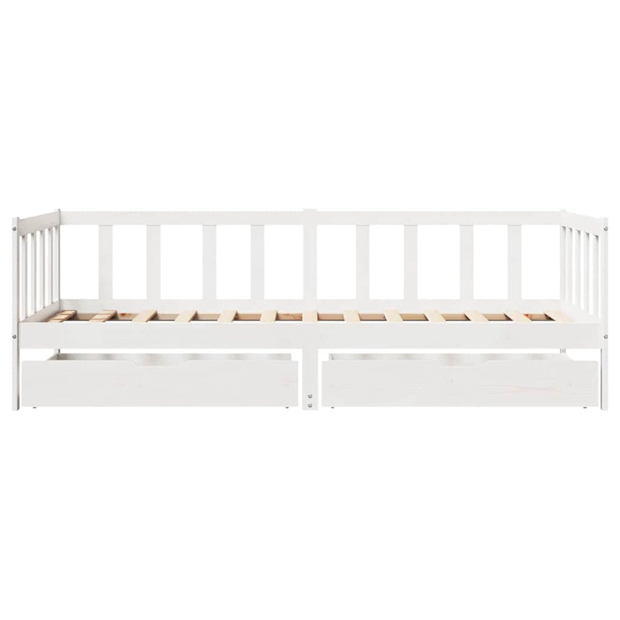 Slaapbank Met Lades Massief Grenenhout 80 x 200 cm Wit