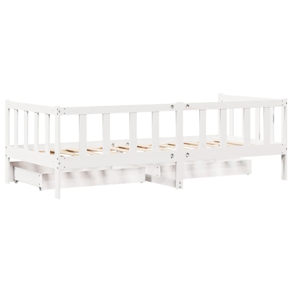 Slaapbank Met Lades Massief Grenenhout 80 x 200 cm Wit