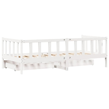 Slaapbank Met Lades Massief Grenenhout 80 x 200 cm Wit