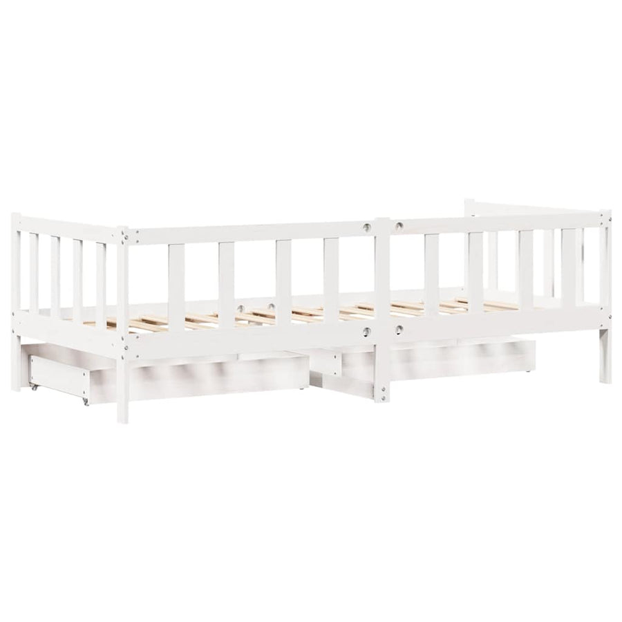 Slaapbank Met Lades Massief Grenenhout 80 x 200 cm Wit
