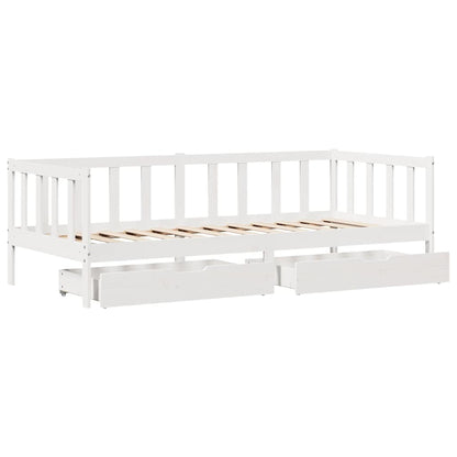 Slaapbank Met Lades Massief Grenenhout 80 x 200 cm Wit