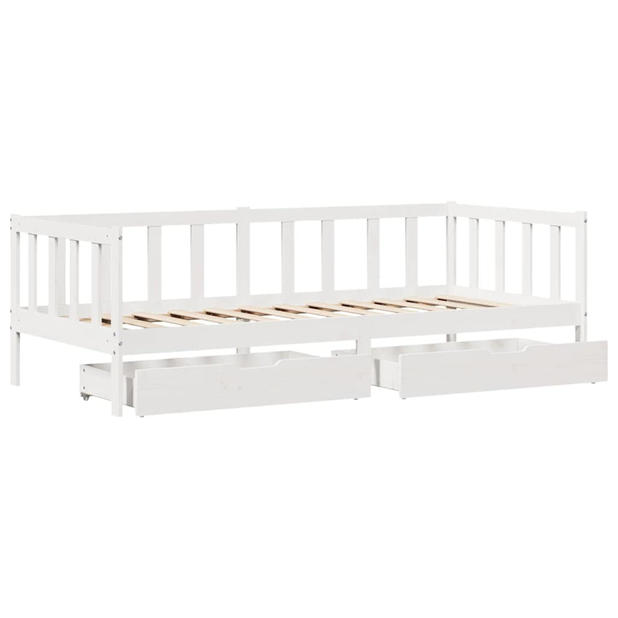Slaapbank Met Lades Massief Grenenhout 80 x 200 cm Wit