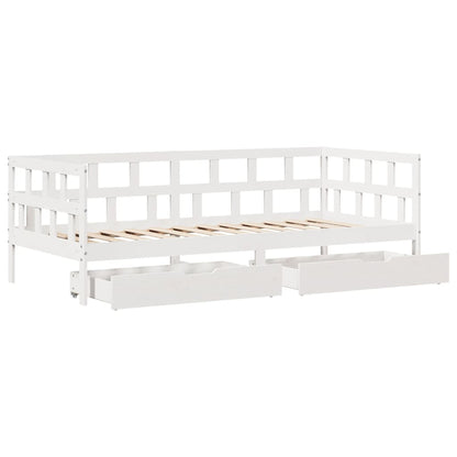 Slaapbank met lades 90x200 cm massief grenenhout wit
