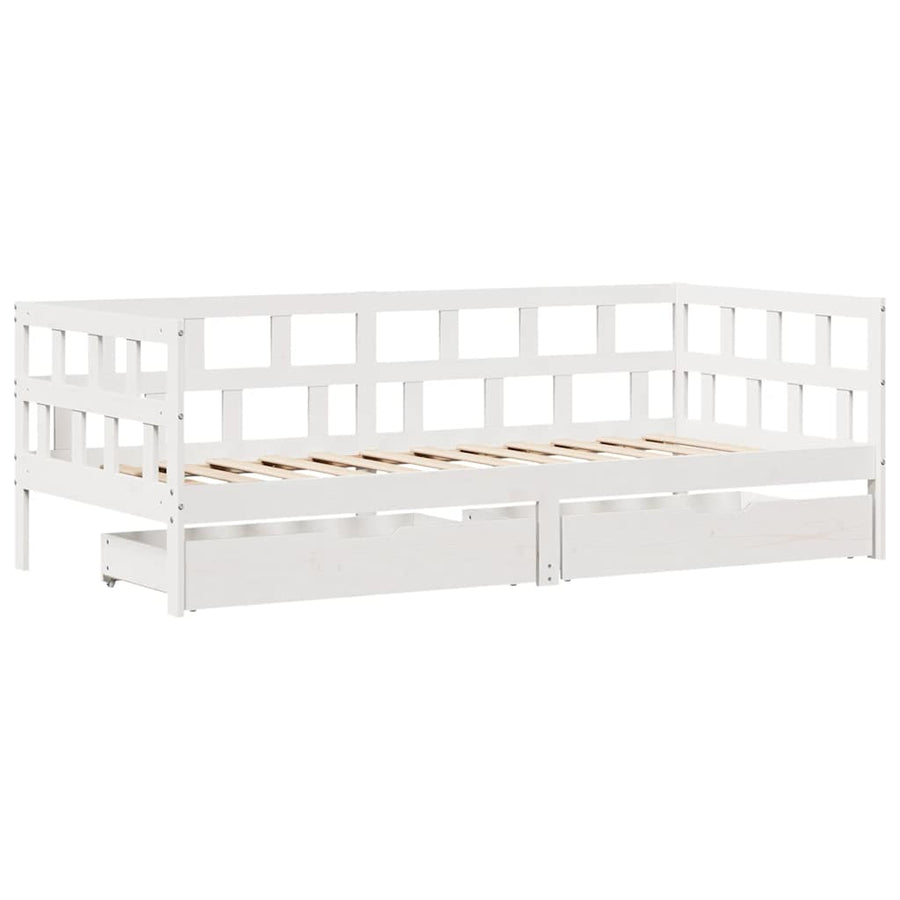 Slaapbank Met Lades Massief Grenenhout 80 x 200 cm Wit