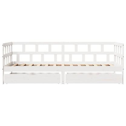 Slaapbank Met Lades Massief Grenenhout 80 x 200 cm Wit