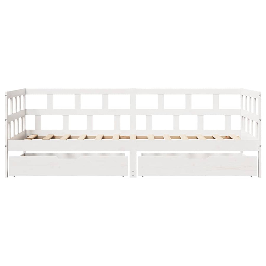 Slaapbank Met Lades Massief Grenenhout 80 x 200 cm Wit
