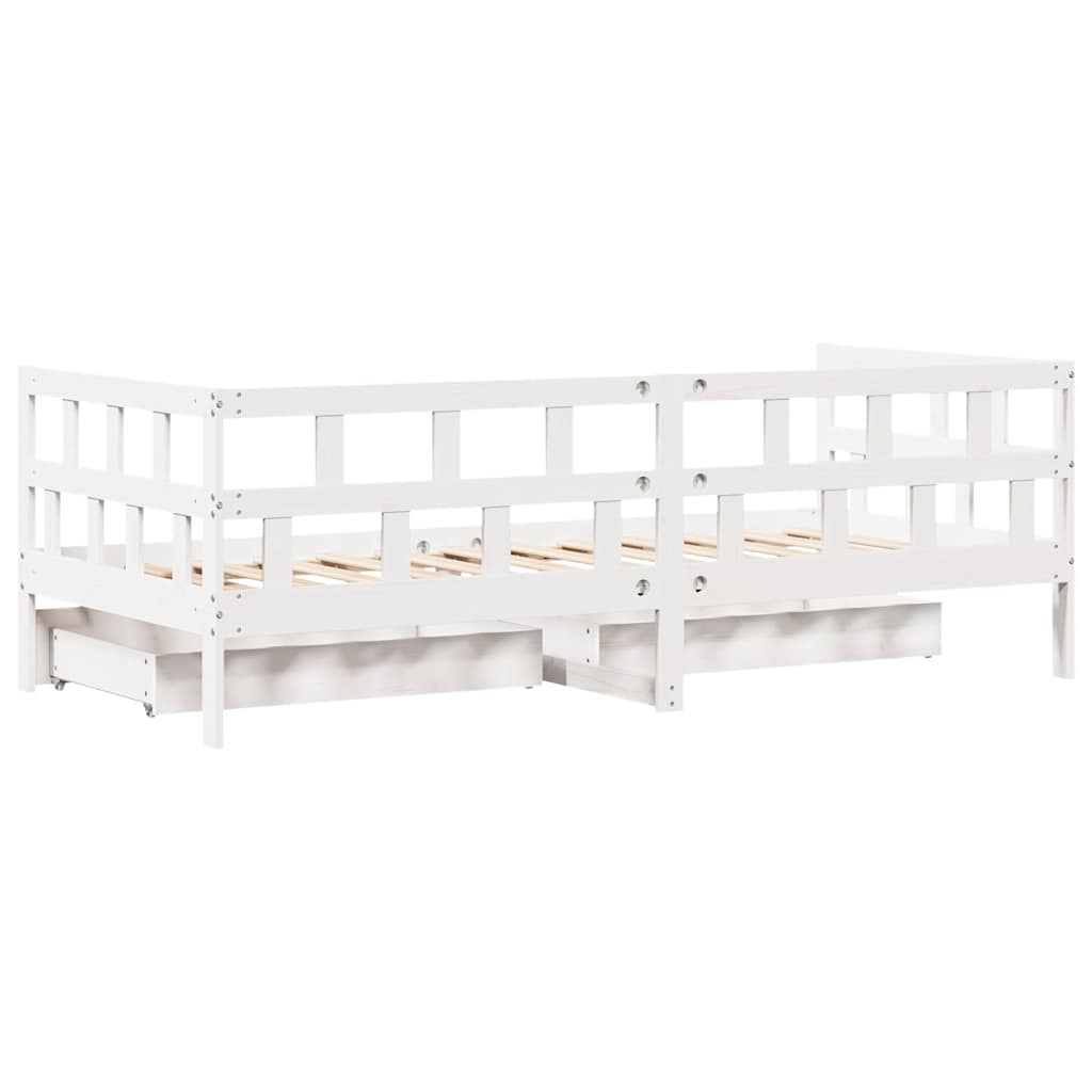 Slaapbank Met Lades Massief Grenenhout 80 x 200 cm Wit